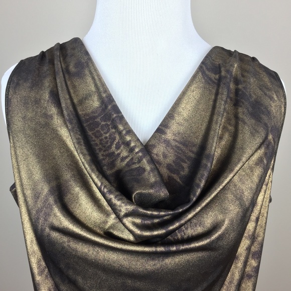 Calvin Klein Metallic Drape Neck Tank Small - Picture 4 of 8